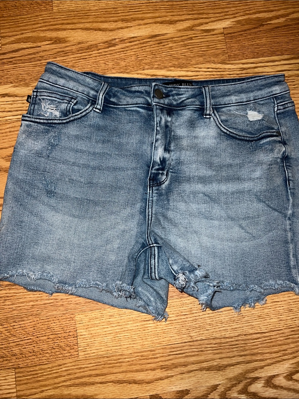 Judy Blue Light Blue Frayed Hem distressed Denim Shorts